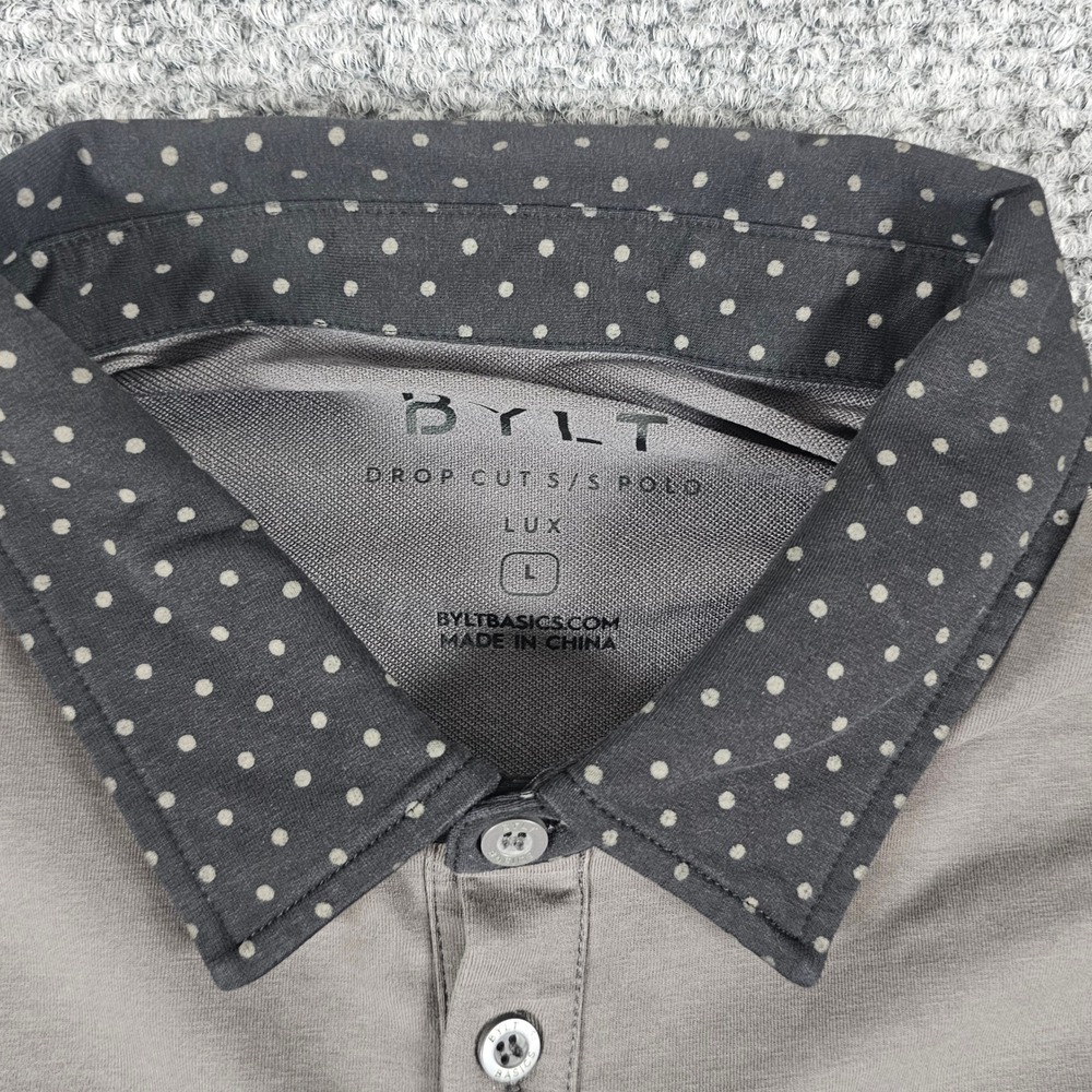 BYLT Basics Gray Polka Dot Polo Shirt - Picture 3 of 7